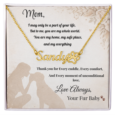 For Mom - Paw Print Name Necklace