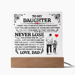 To My Daughter - I Promise LED Acrylic Square Plaque
