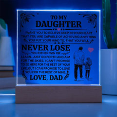 To My Daughter - I Promise LED Acrylic Square Plaque
