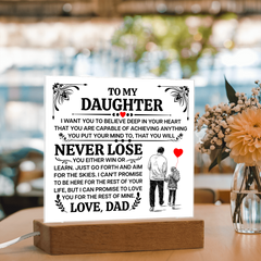 To My Daughter - I Promise LED Acrylic Square Plaque