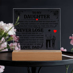 To My Daughter - I Promise LED Acrylic Square Plaque