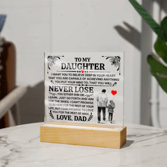 To My Daughter - I Promise LED Acrylic Square Plaque