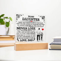 To My Daughter - I Promise LED Acrylic Square Plaque