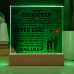 To My Daughter - I Promise LED Acrylic Square Plaque