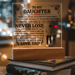 To My Daughter - I Promise LED Acrylic Square Plaque