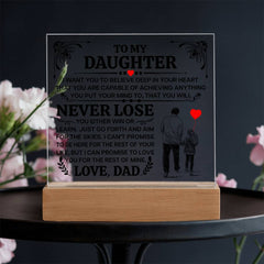 To My Daughter - I Promise LED Acrylic Square Plaque