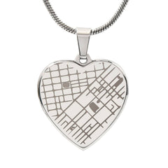 Custom Engraved Map - Heart Necklace