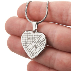 Custom Engraved Map - Heart Necklace