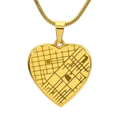Custom Engraved Map - Heart Necklace