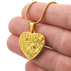 Custom Engraved Map - Heart Necklace